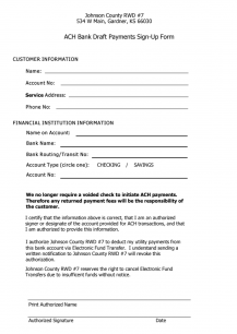 Image of Bank Draft Payment Form